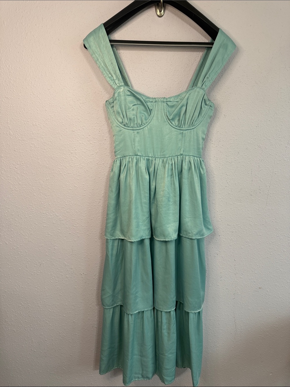 NWT WeWoreWhat Women Baby Blur Tiered Midi Corset Dress with Bust Cups Size S - Picture 3 of 12